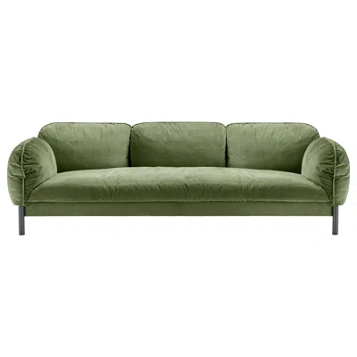 Pre-owned Ghidini 1961 Tarantino 3 Seaters Sofa In Green Fabric With Black Gold Legs