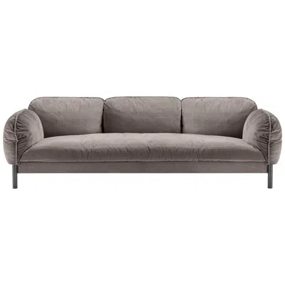 Pre-owned Ghidini 1961 Tarantino 3 Seaters Sofa In Grey Fabric With Black Gold Legs In Gray