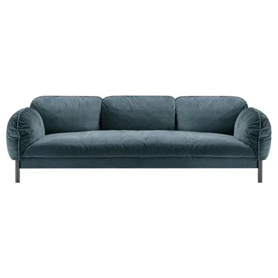 Pre-owned Ghidini 1961 Tarantino 3-seat Sofa In Blue Cord Fabric By L. Bozzoli