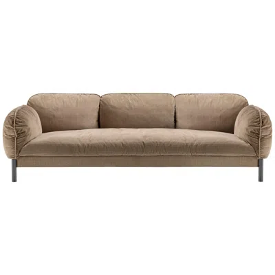 Pre-owned Ghidini 1961 Tarantino 3-seat Sofa In Brown Cord Fabric By L. Bozzoli