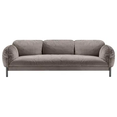 Pre-owned Ghidini 1961 Tarantino 3-seat Sofa In Dark Brown Cord Fabric By L. Bozzoli