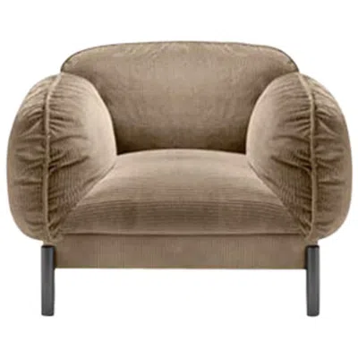 Pre-owned Ghidini 1961 Tarantino Armchair In Beige Cord Fabric With Brass By L. Bozzoli In Brown