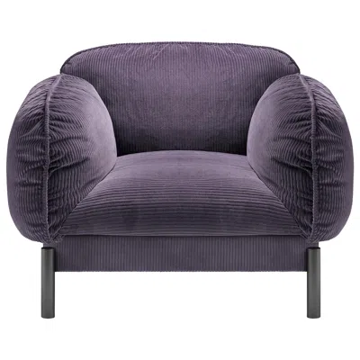 Pre-owned Ghidini 1961 Tarantino Armchair In Purple Cord Fabric With Brass By L. Bozzoli