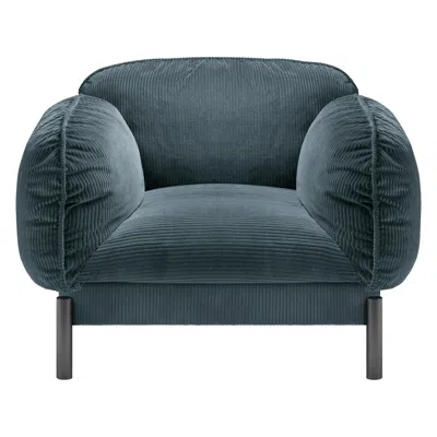 Pre-owned Ghidini 1961 Tarantino Lounge Chair In Blue Fabric With Black Gold Legs