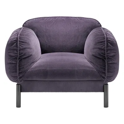 Pre-owned Ghidini 1961 Tarantino Lounge Chair In Purple Fabric With Black Gold Legs