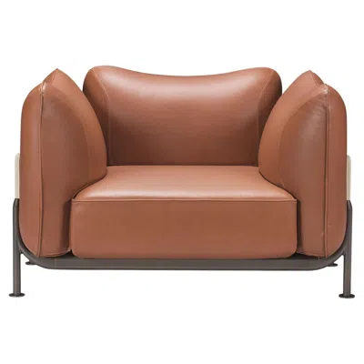 Pre-owned Ghidini 1961 Tasca Tan Leather & Brass Armchair By  In Brown