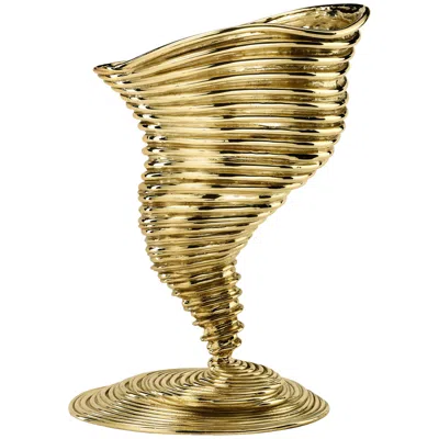 Pre-owned Ghidini 1961 Tornado Vase In Polished Brass By Campana Brothers In Sand