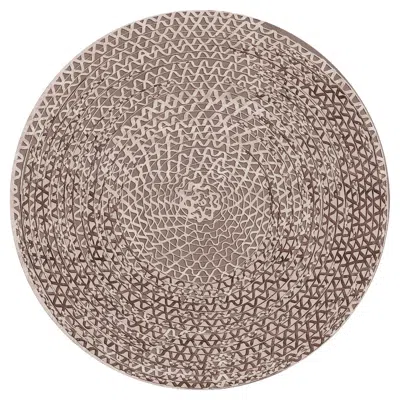 Pre-owned Ghidini 1961 Triple Waves Round Beige Rug By Lorenza Bozzoli In Brown