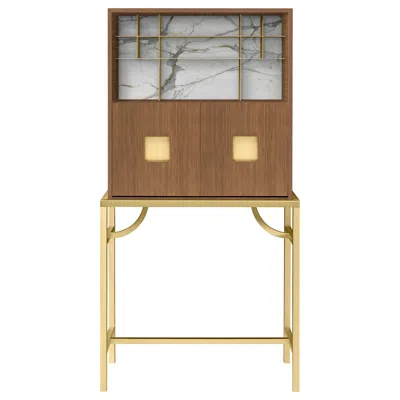 Pre-owned Ghidini 1961 Zuan Large Cabinet In Oak And Calacatta Marble By P.rizzatto In Brown