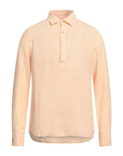 Ghirardelli Man Shirt Apricot Size 17 Linen In Orange