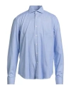 Ghirardelli Man Shirt Azure Size 17 Cotton In Blue