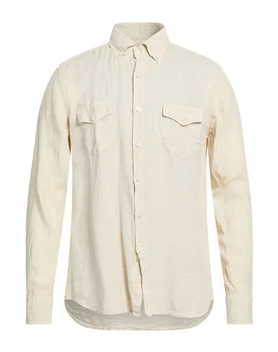 Ghirardelli Man Shirt Beige Size 16 Linen In White