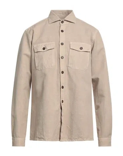 Ghirardelli Man Shirt Beige Size Xl Cotton, Linen
