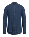 Ghirardelli Man Shirt Blue Size 17 Cotton In Blue