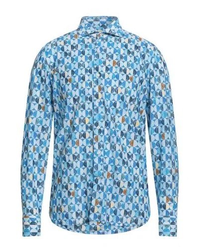Ghirardelli Man Shirt Blue Size 17 Polyamide, Elastane