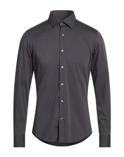 Ghirardelli Man Shirt Charcoal Size 17 Cotton, Polyamide, Elastane In Animal Print