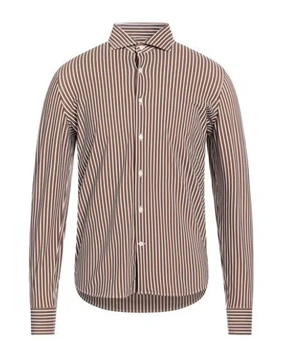 Ghirardelli Man Shirt Chocolate Brown Size 17 Polyamide, Elastane