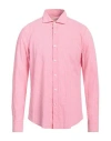 Ghirardelli Man Shirt Coral Size 15 ½ Cotton, Linen In Red