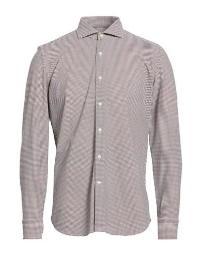 Ghirardelli Man Shirt Dark Brown Size 15 ¾ Polyamide, Elastane