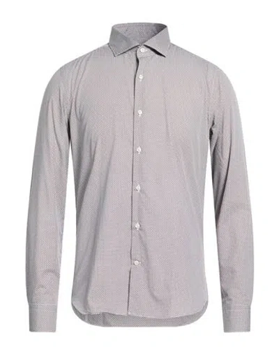 Ghirardelli Man Shirt Dark Brown Size 16 Cotton In Gray