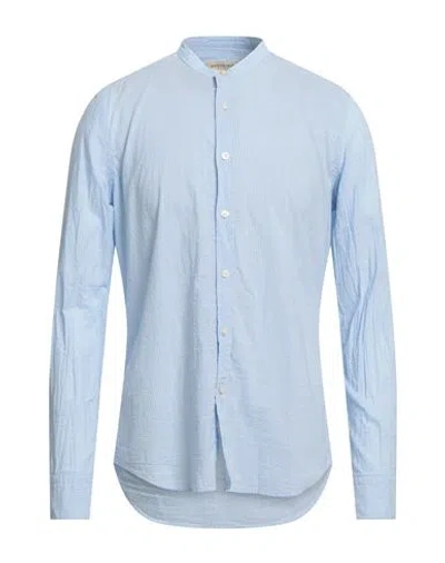 Ghirardelli Man Shirt Light Blue Size 16 Cotton, Linen