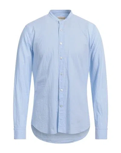 Ghirardelli Man Shirt Light Blue Size 17 Cotton, Linen
