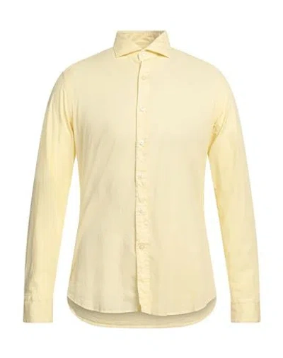 Ghirardelli Man Shirt Light Yellow Size 16 Cotton, Elastane