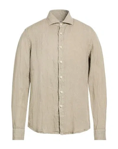 Ghirardelli Man Shirt Military Green Size 16 ½ Linen In Neutral