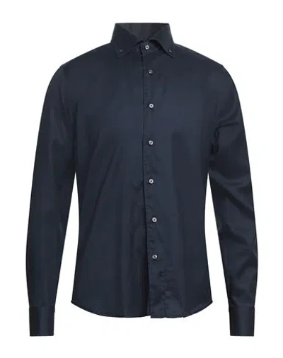 Ghirardelli Man Shirt Navy Blue Size 16 ½ Cotton, Elastane