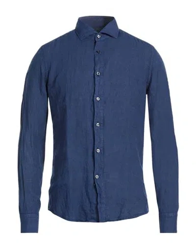 Ghirardelli Man Shirt Navy Size 15 ½ Linen In Blue