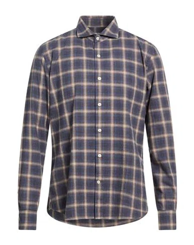 Ghirardelli Man Shirt Navy Size 17 Cotton In Blue