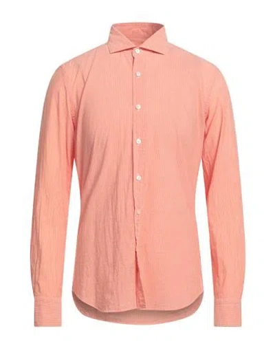 Ghirardelli Man Shirt Orange Size 17 Cotton, Linen