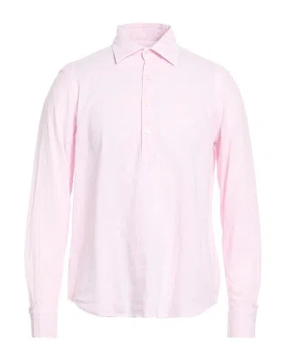 Ghirardelli Man Shirt Pink Size 17 ½ Linen, Cotton