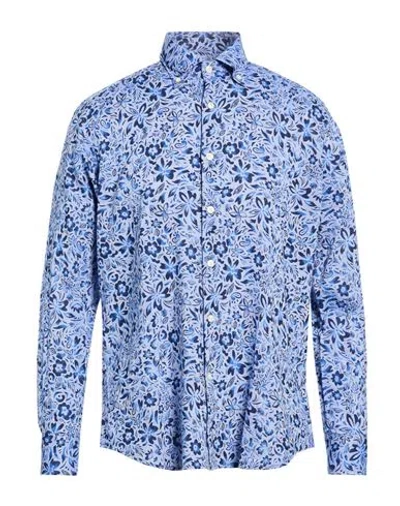 Ghirardelli Man Shirt Slate Blue Size 17 ½ Linen, Cotton