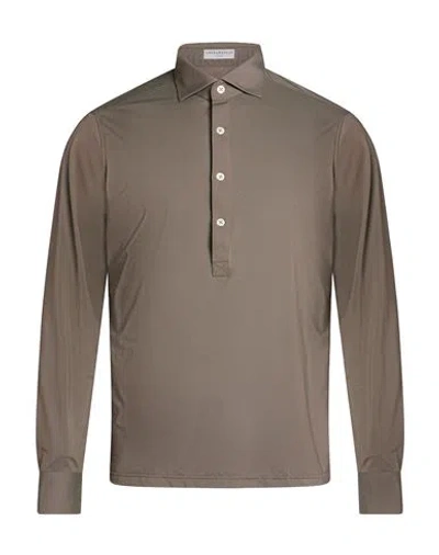 Ghirardelli Next Man Polo Shirt Dark Brown Size M Polyamide, Elastane