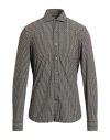 Ghirardelli Next Man Shirt Dark Green Size 17 ½ Polyamide In Gray