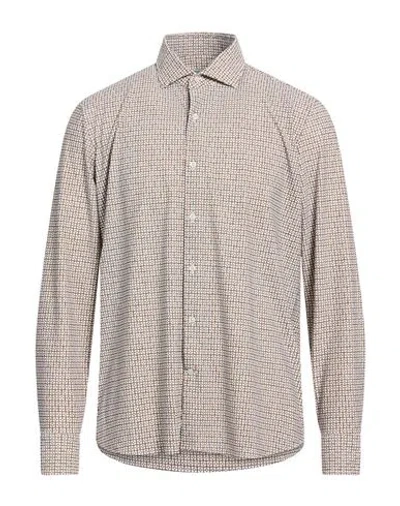 Ghirardelli Next Man Shirt Khaki Size 16 ½ Polyamide, Elastane In Brown
