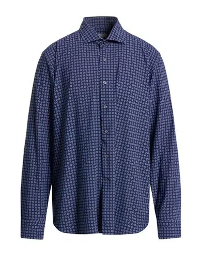 Ghirardelli Next Man Shirt Navy Size 19 Polyamide, Elastane In Blue