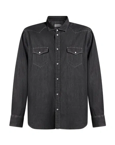 Ghirardelli Washed Man Denim Shirt Black Size Xl Cotton