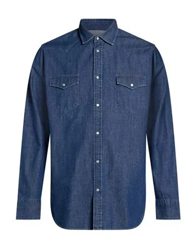 Ghirardelli Washed Man Denim Shirt Blue Size S Cotton