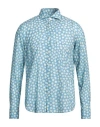 Ghirardelli Washed Man Shirt Azure Size 15 ¾ Cotton In Blue