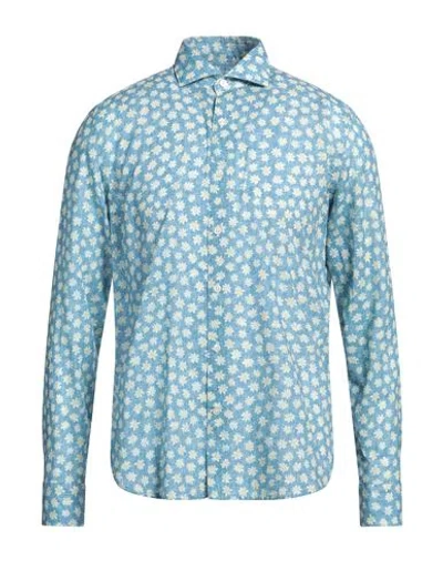 Ghirardelli Washed Man Shirt Azure Size 15 ¾ Cotton In Blue