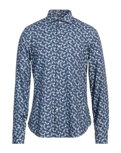 Ghirardelli Washed Man Shirt Azure Size 17 Cotton, Polyester In Blue