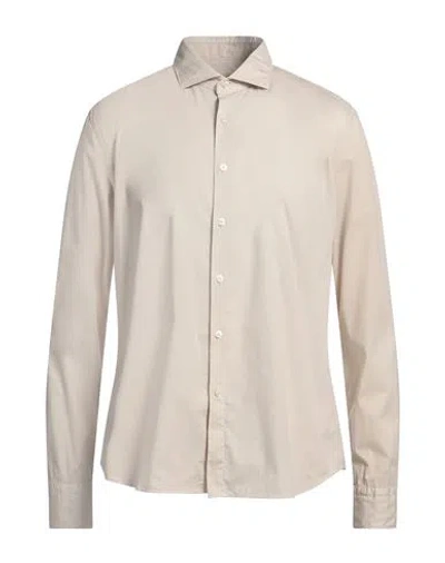 Ghirardelli Washed Man Shirt Beige Size 16 ½ Cotton, Elastane
