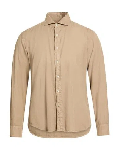 Ghirardelli Washed Man Shirt Camel Size 16 ½ Cotton In Nude