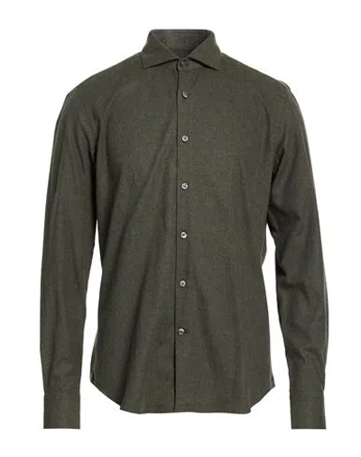 Ghirardelli Washed Man Shirt Dark Green Size 17 Cotton