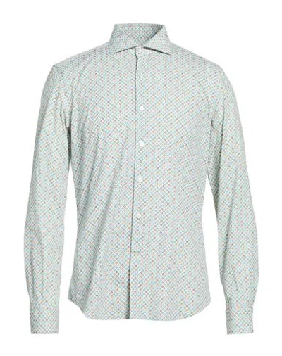 Ghirardelli Washed Man Shirt Green Size 17 Cotton In Multi