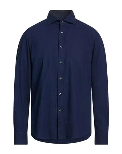 Ghirardelli Washed Man Shirt Navy Size 16 ½ Cotton In Blue