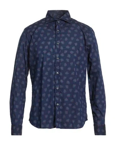 Ghirardelli Washed Man Shirt Navy Size 17 Cotton In Blue