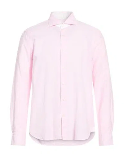 Ghirardelli Washed Man Shirt Pink Size 17 ½ Cotton, Linen